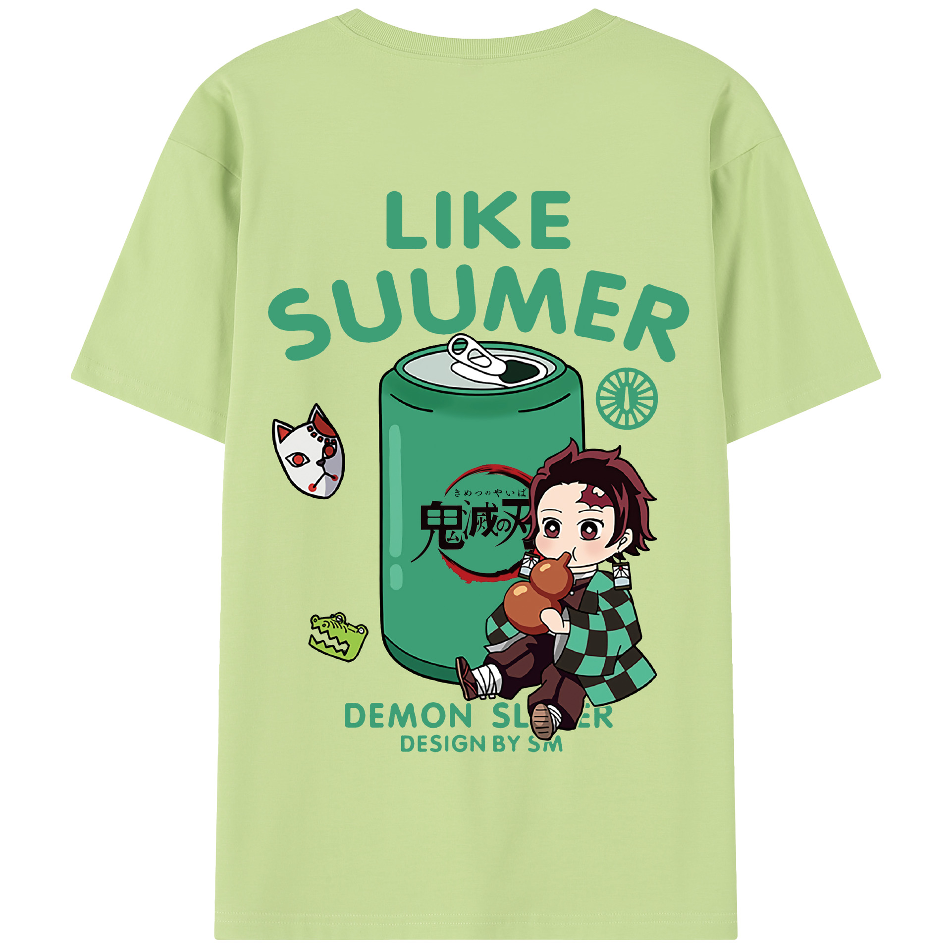 （画像用） 鬼滅の刃 竈門 炭治郎／かまど たんじろう Kamado Tanjirou 綿100％半袖Tシャツ（背面プリント）
